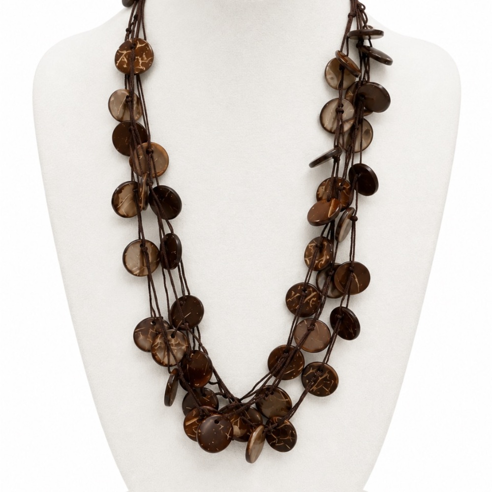 Coconut Shell Cascade Necklace